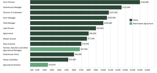 Chart: Hemp salaries outgunning those for careers in mainstream agriculture