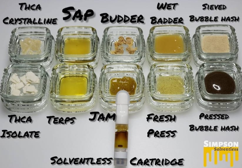 solventless concentrates in different forms (SKUs)